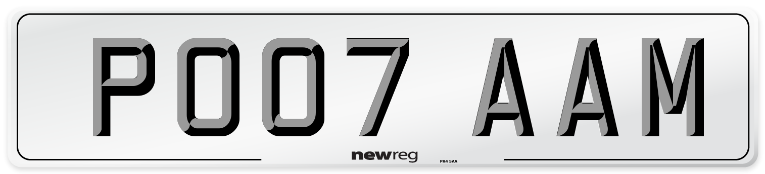 PO07 AAM Number Plate from New Reg